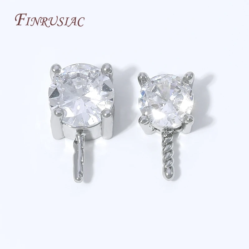 18K Gold Plated CZ Prong Set Pearl Connector,Zircon Inlaid Pearl Mounting Accessories,DIY Necklace Bracelet Jewelry Making view 6