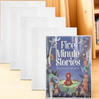 Cubierta de libro transparente, cubierta de libro impermeable reutilizable para libro de texto, funda protectora transparente de 16K para uso escolar, 5 uds.