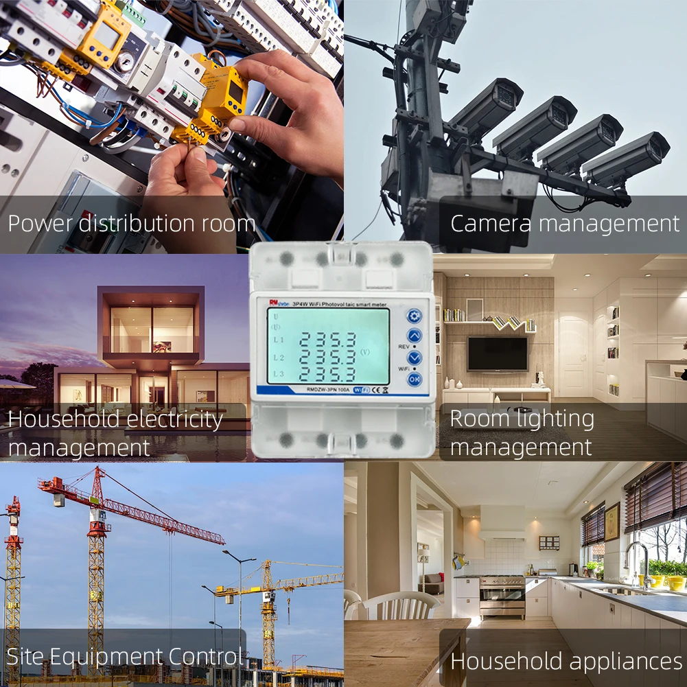 RMshebei Tuya الذكية واي فاي قطاع دارة ثلاث مراحل 4P100A توقيت التبديل اتجاهين القياس ثلاث مراحل الاستقرار غير المتوازن #5