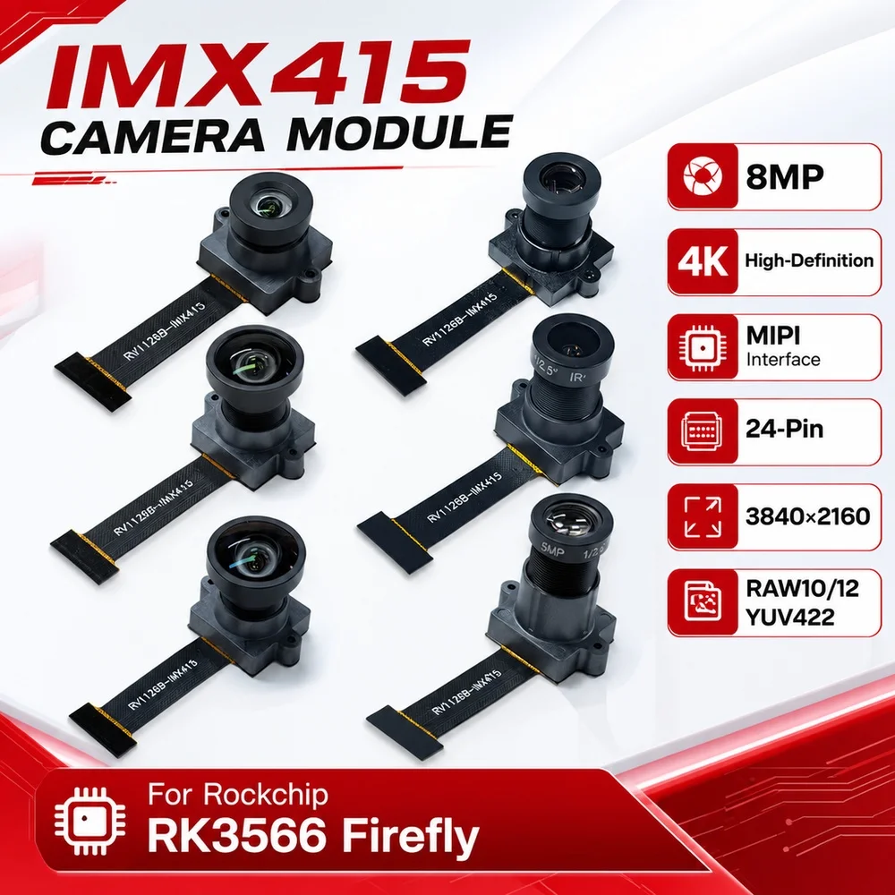 IMX415 Camera Module with 8MP 4K High‑Definition MIPI Interface 24‑Pin 3840×2160 RAW10/12 YUV422 for Rockchip RK3566 Firefly