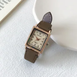 The Square Minimalist Women Ultra Thin Small Dial Watches Leather Band Niche Antique Quartz Watch Relogio Feminina