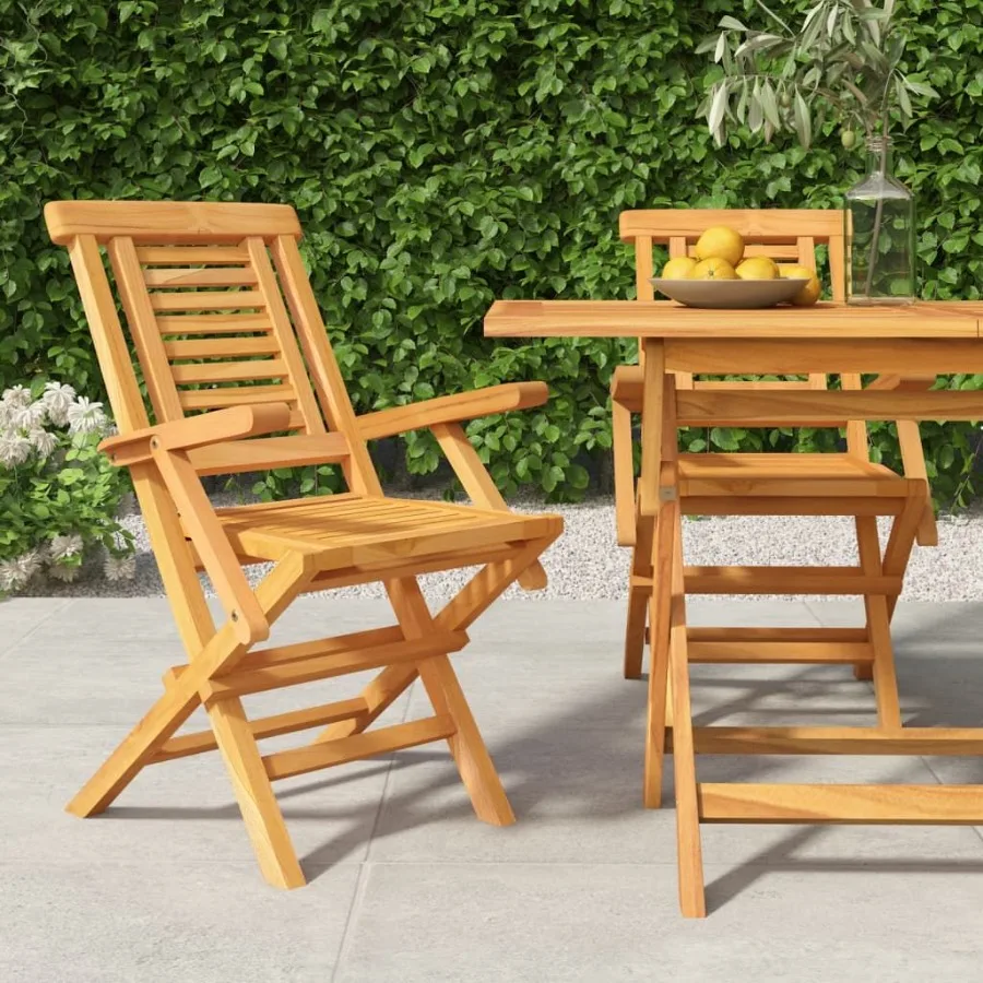 

Folding Patio Chairs 2 pcs 22x24.8x35.4 Solid Wood Teak