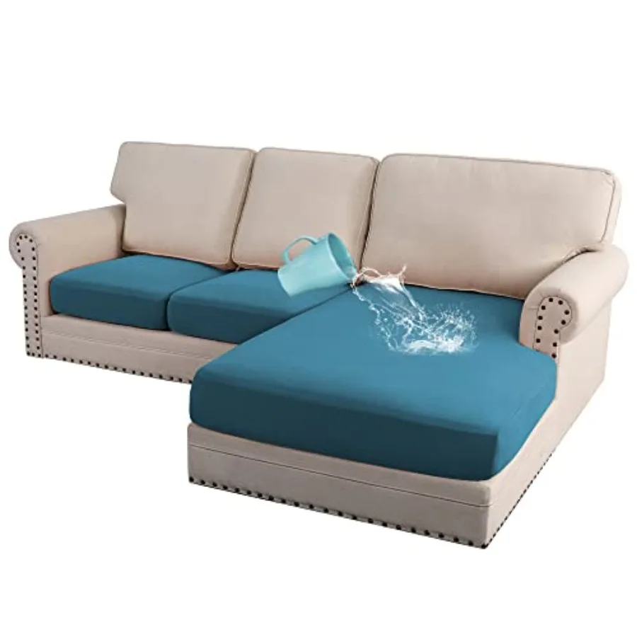 

100% Waterproof Seat Cushion Covers Sectional Couch Covers 3 Pieces Cushion Covers L Shape Cushion Chaise Cover for Both Left/R
