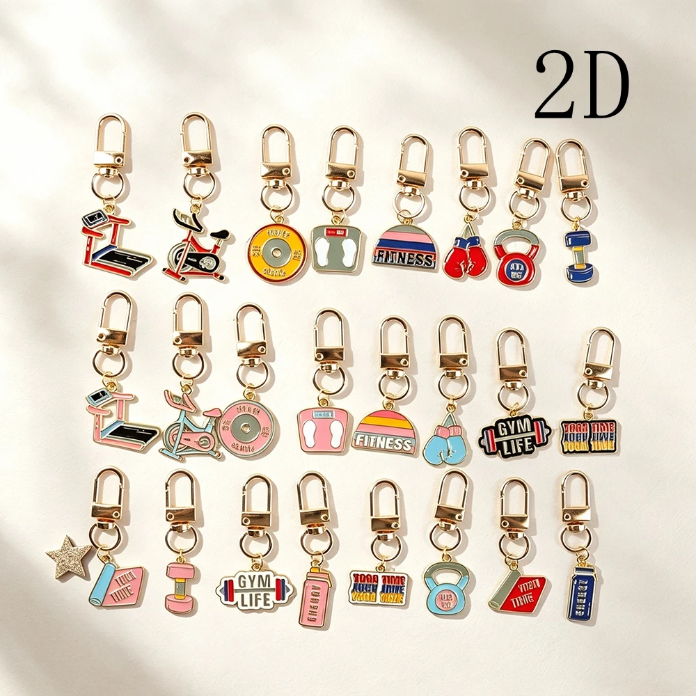 24-Piece Fitness-Themed Keychain Set description 5