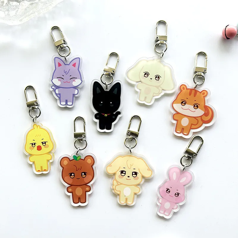 New Kpop Acrylic Keychain Cartoon Car Bag Accessories Backpack Couple Pendant Toy Gifts Collection