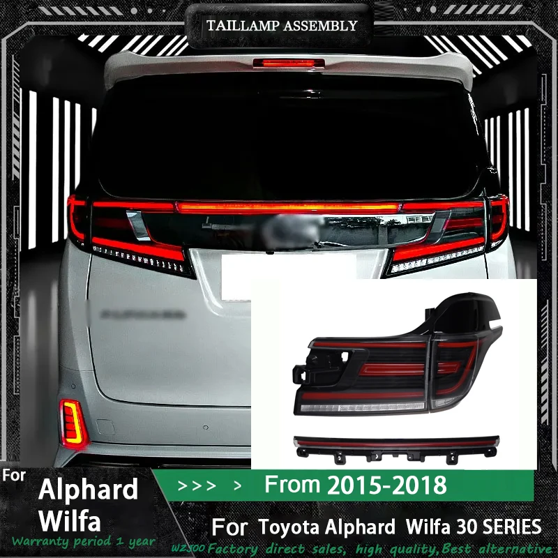 Car taillight For Toyota Alphard 2015 2016 2017 -2023 Full LED Tail light Assembly Upgrade DRL Dynamic Signal Lamp Accessories