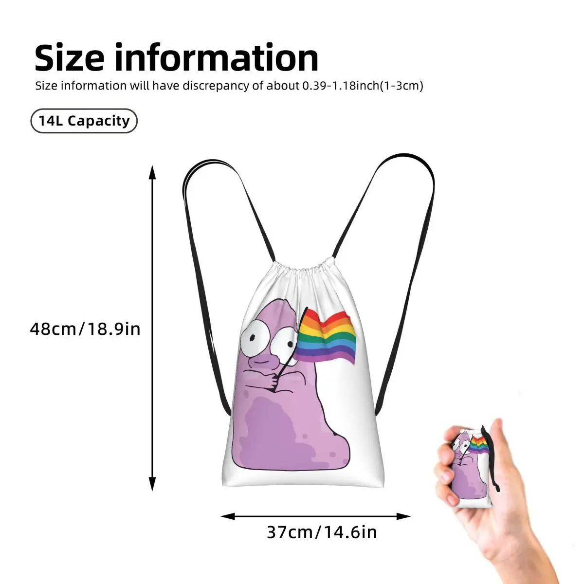 Cartoon Solar Opposites Holding Pride Flag Drawstring Backpack hiking cycling Bag Lightweight Foldable Storage Drawstring Bag