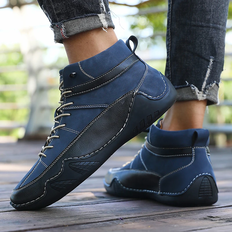 Men's Hiking Boots Outdoor Hiking Anti Slip Training Work Shoes Green Thick Soled Sports Shoes 2025 New Autumn and Winter Boots image 3