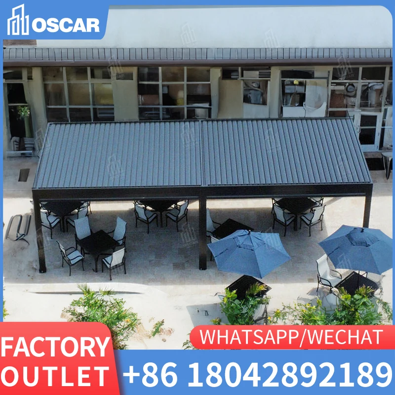 6x6 Furniture Modern Luxury Tent Retractable Motorized Gazebos Waterproof Garden Canopy Outdoor Aluminum Pergola