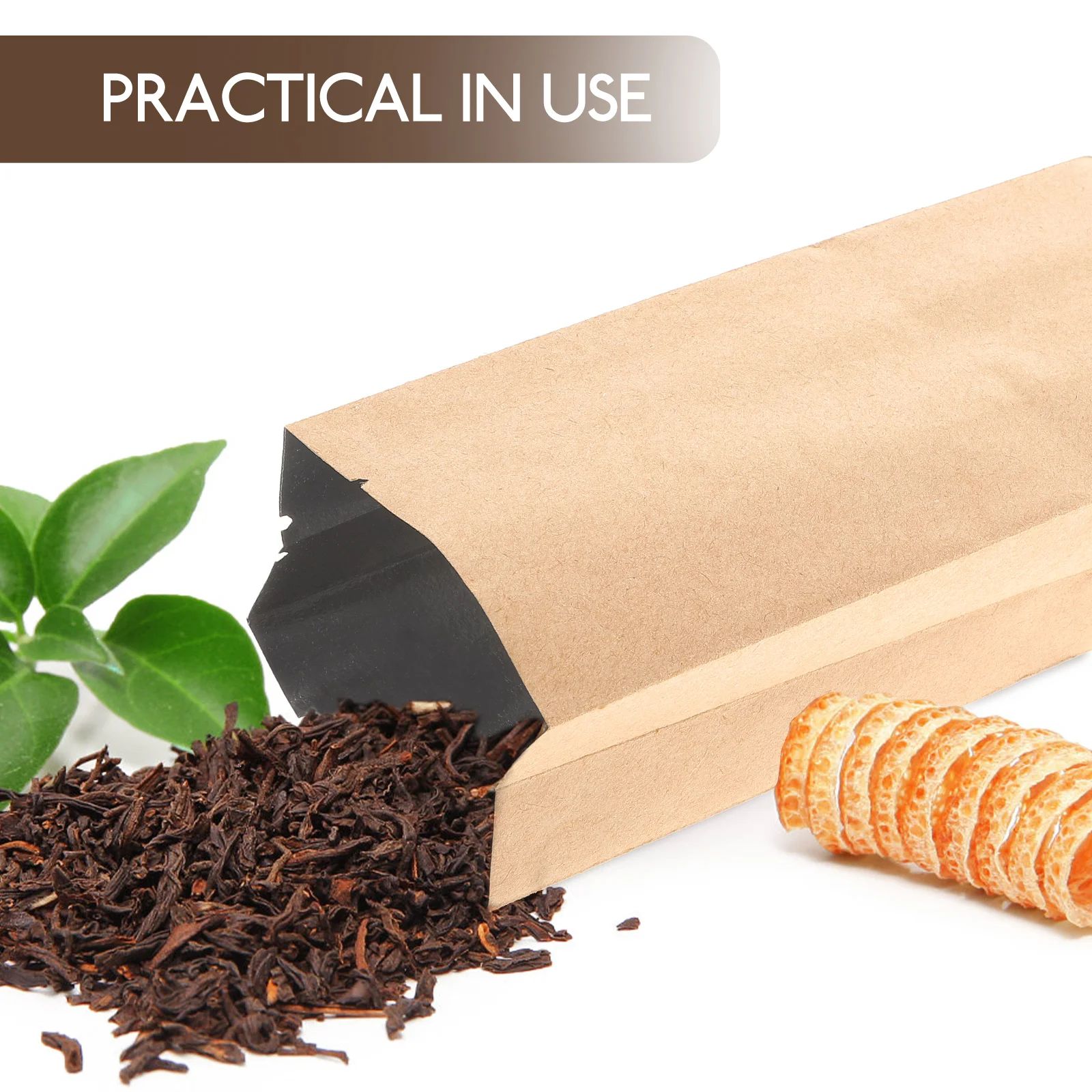 

100 Pcs Kraft Paper Bags for Coffee Tea Sealing Side Gusset Disposable Candy Packaging Nuts Dried Fruit Spices Cookies Bath