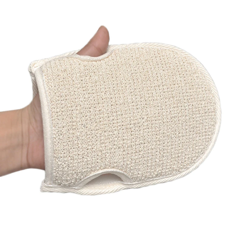 New Soft Natural Loofah Glove Double-sided Body Scrub Sponge Pad Shower Body Scrubber Mitt For Shower Spa Skin Clean Bath Gloves