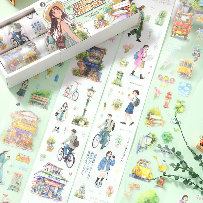 4 لفات/صندوق - سجلات INS الجميلة لقطع القوالب والورق والورق، شريط PET، يستخدم لتزيين مواد الحساب اليدوي