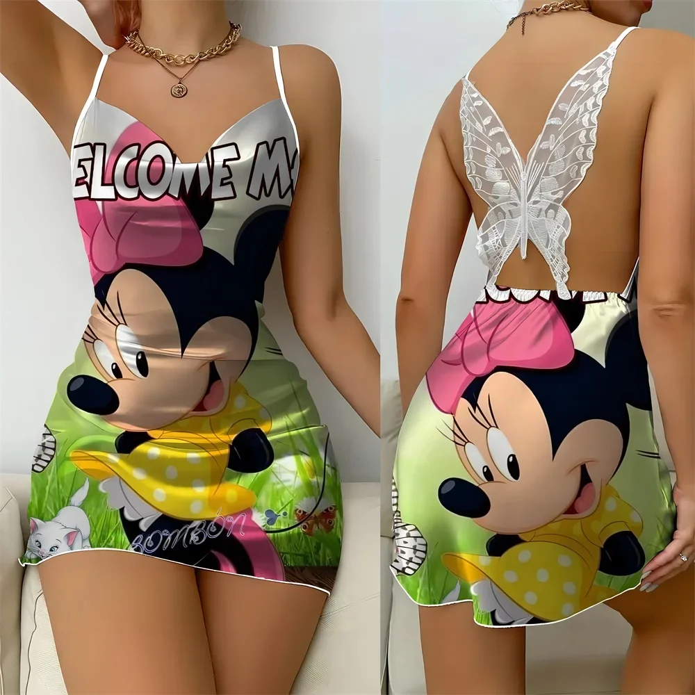 2024 Summer Women's Nightwear Free Shipping Fashion Sleeveless Female Pajama with Cartoon Pattern Sexy Sleeping Dress for Women