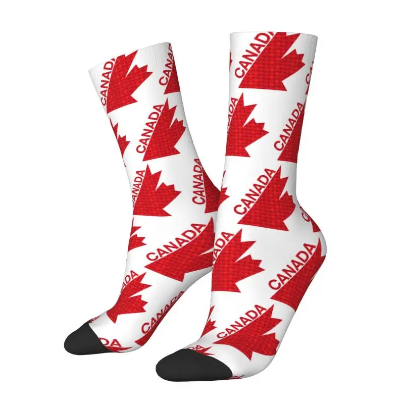 Canada Flag Men's Crew Socks Unisex Novelty 3D Print Canadian Retro Hockey Dress Socks