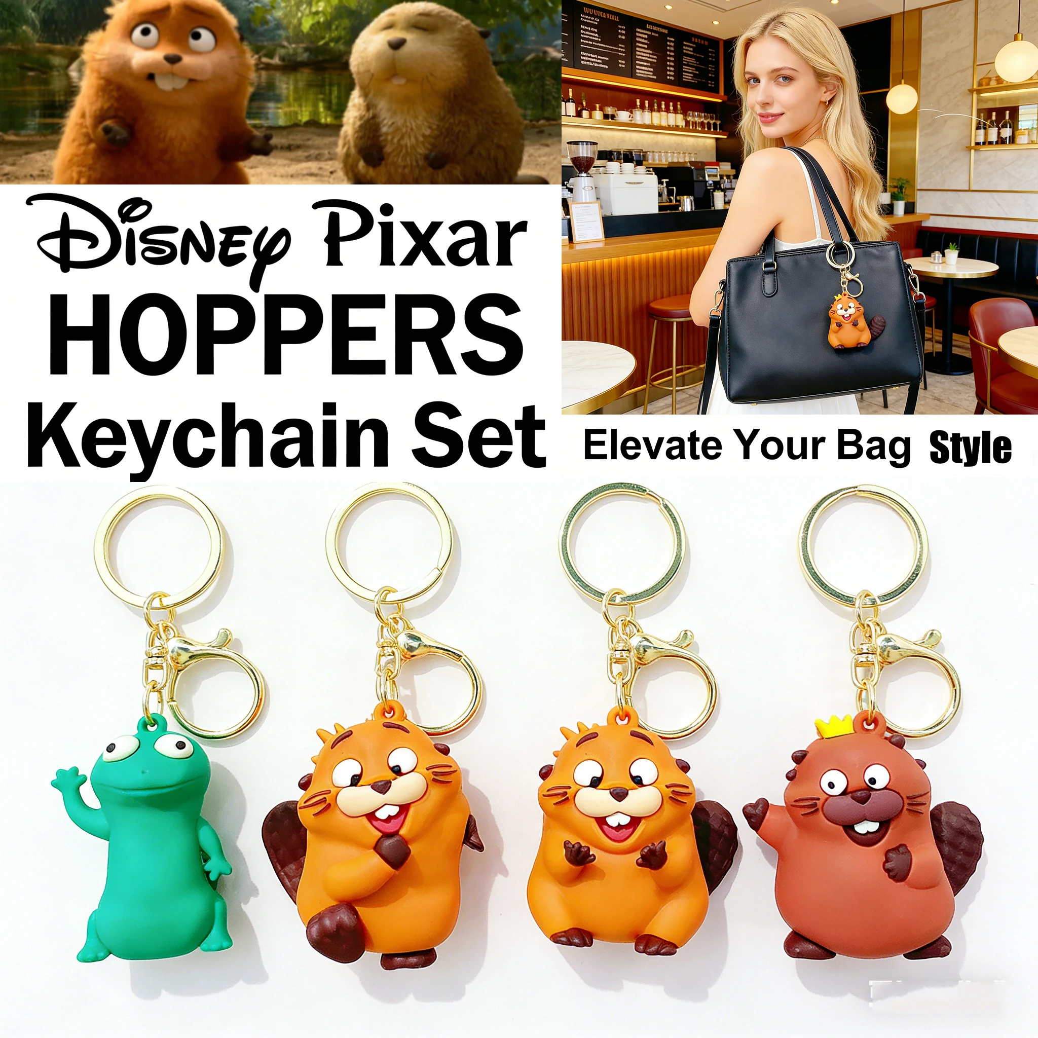 

Disney Pixar Hoppers Series Cute Keychain, Cartoon Movie Figure Bag Decoration, Stylish Accessory & Perfect Present for Children