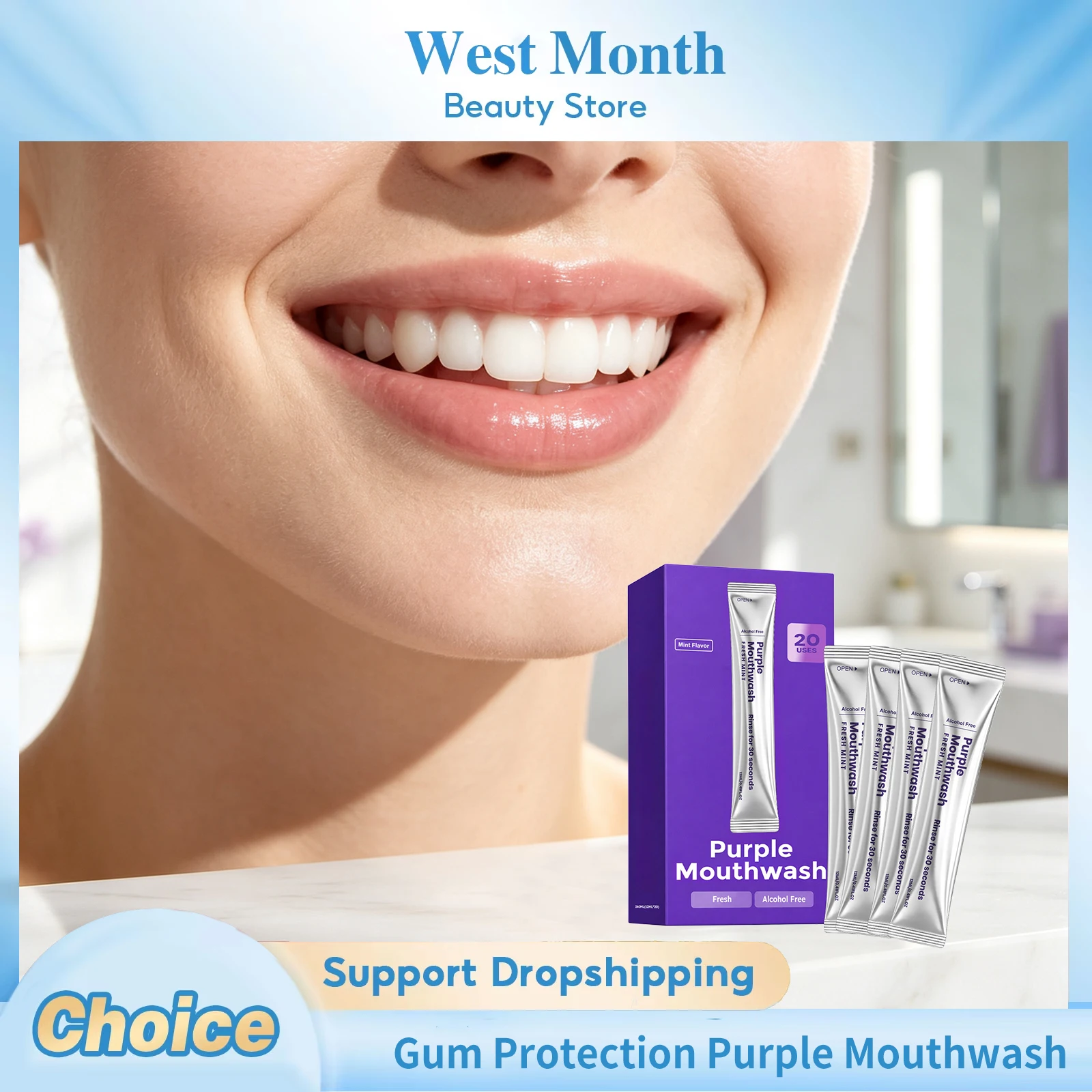 Purple Mouthwash Deep Cleaning Teeth Whitening Remove Mouth Odor Improve Bad Breath Reduce Teeth Stains Plaque Daily Oral Care