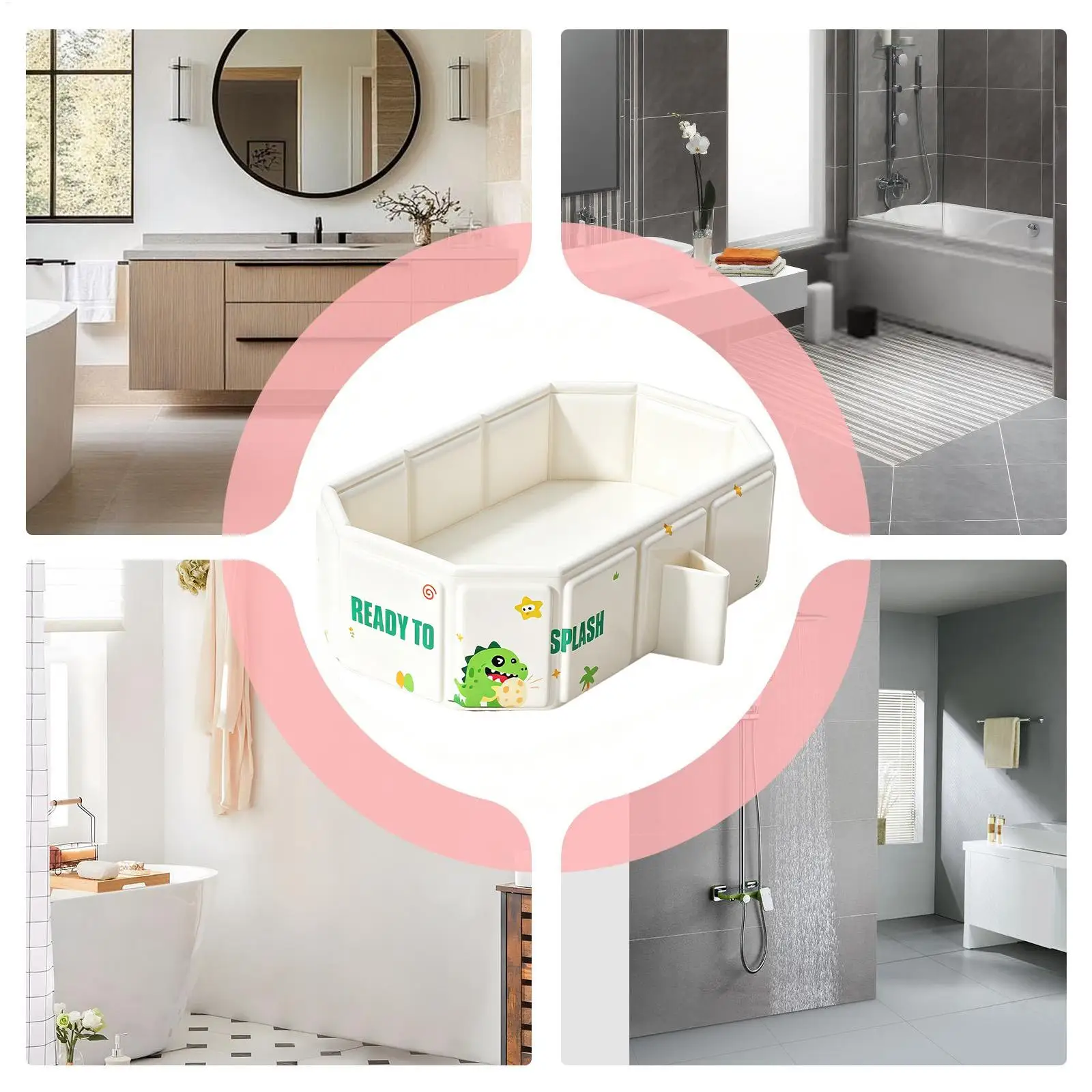

Bath Tub For Kid Foldable PVC Shower Basin Shower Bathing Basin For Children Boys Girls Home Bathroom Hotel Travel Apartment