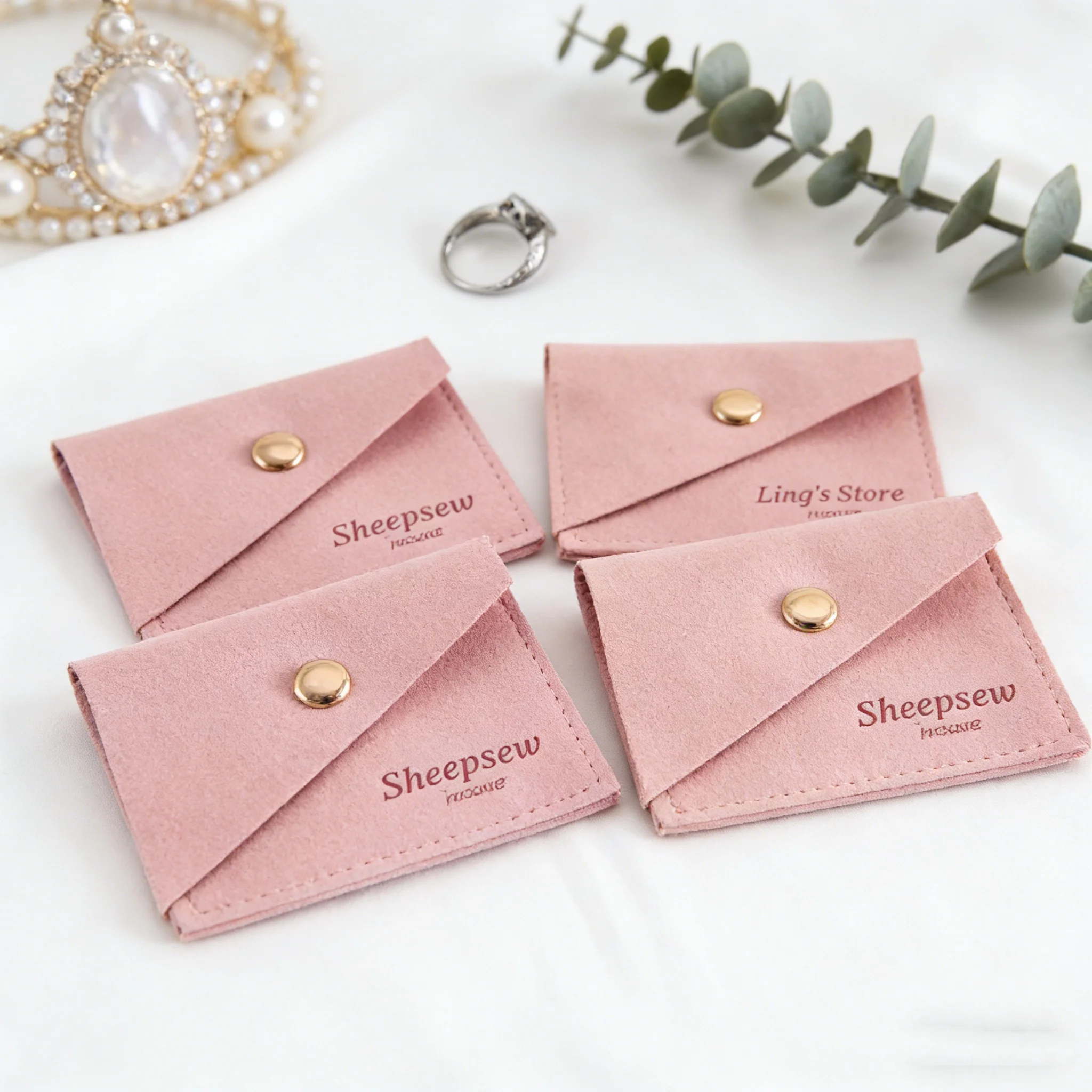 

100 шт. подарочных пакетов из микрофибры с логотипом на заказ, золотистые, с закрытием-защелкой, для упаковки серег, колец, ожерелий, браслетов, органайзер для подарков