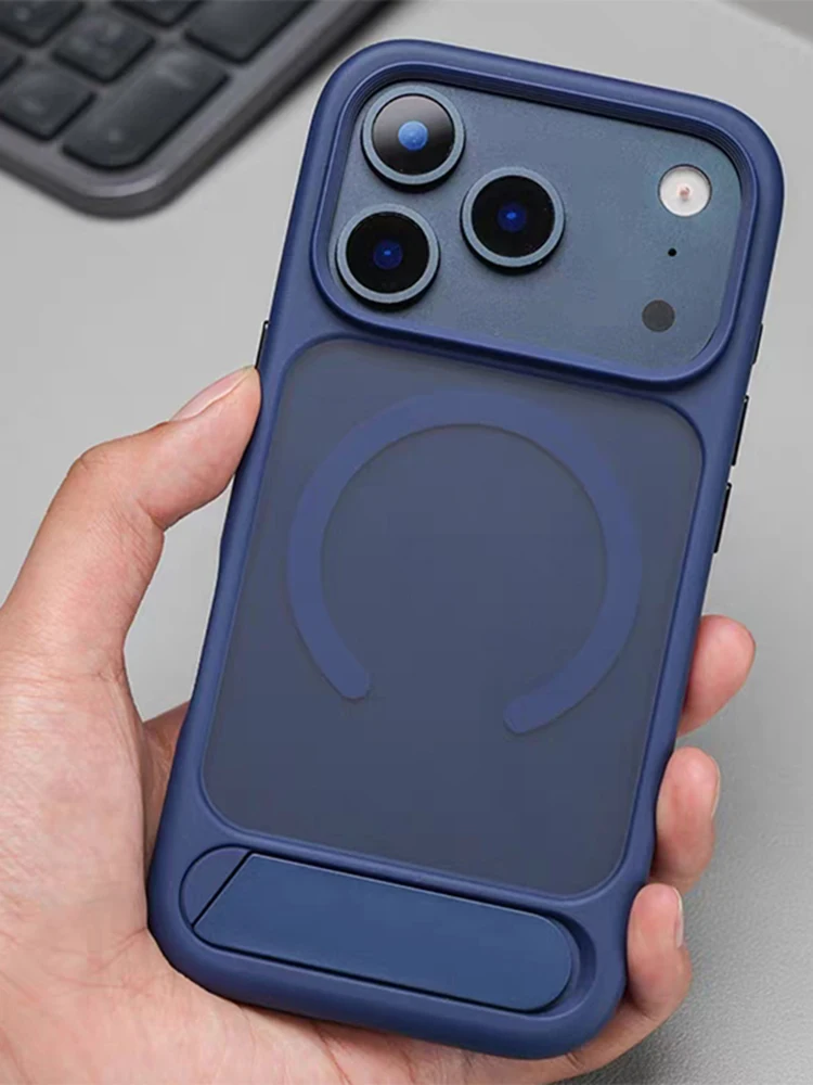 Niewidoczna składana podstawka do magnetycznego etui Magsafe dla iPhone 17 Pro Max 17Pro, matowa, przyjemna w dotyku, z obsługą bezprzewodowego ładowania, twarda obudowa. — zdjęcie produktu 7