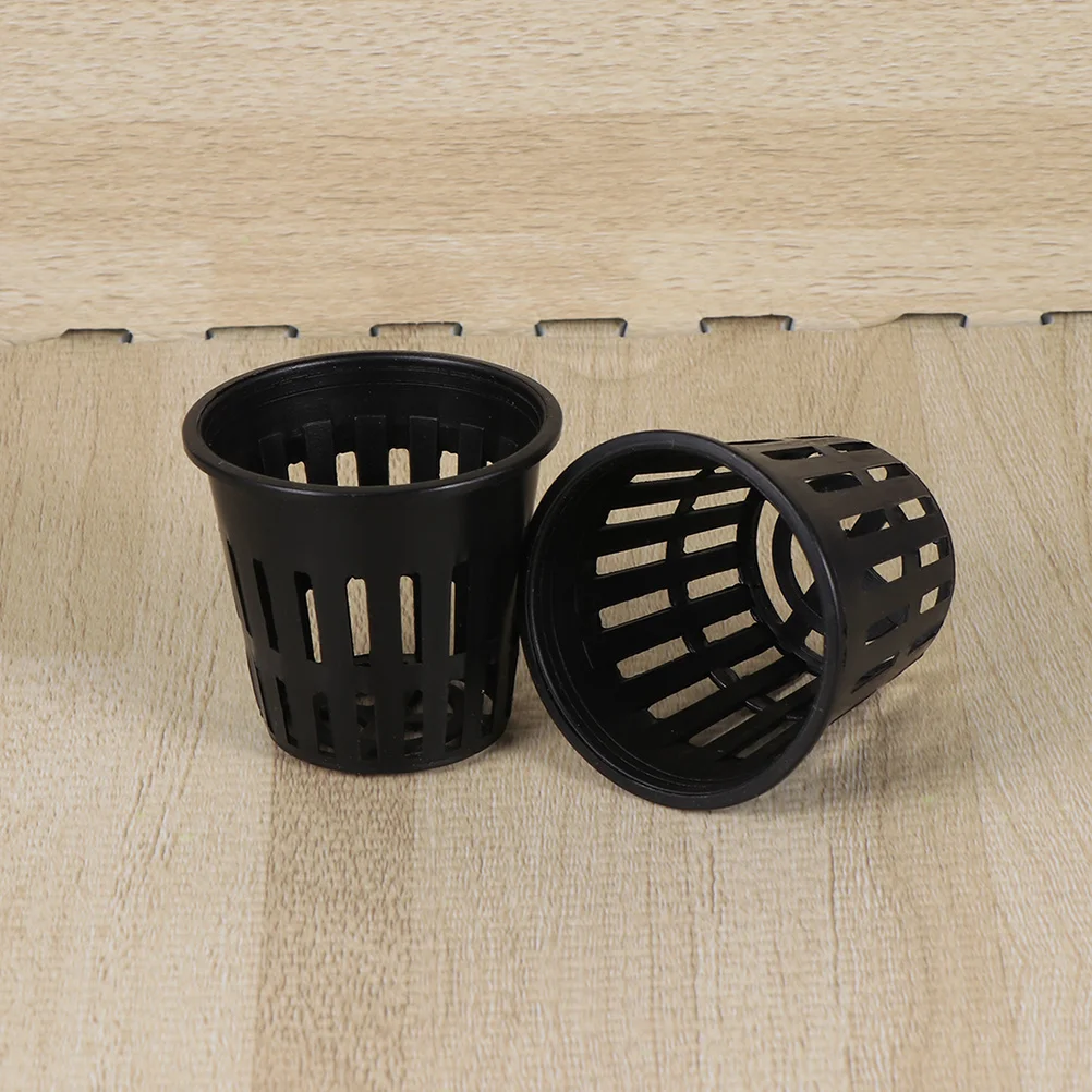 

24Pcs Water Planting Buckets Durable Plastic Net Cups for Home Garden 5.7x5cm Black Breathable Load-Bearing Water Planting Cup