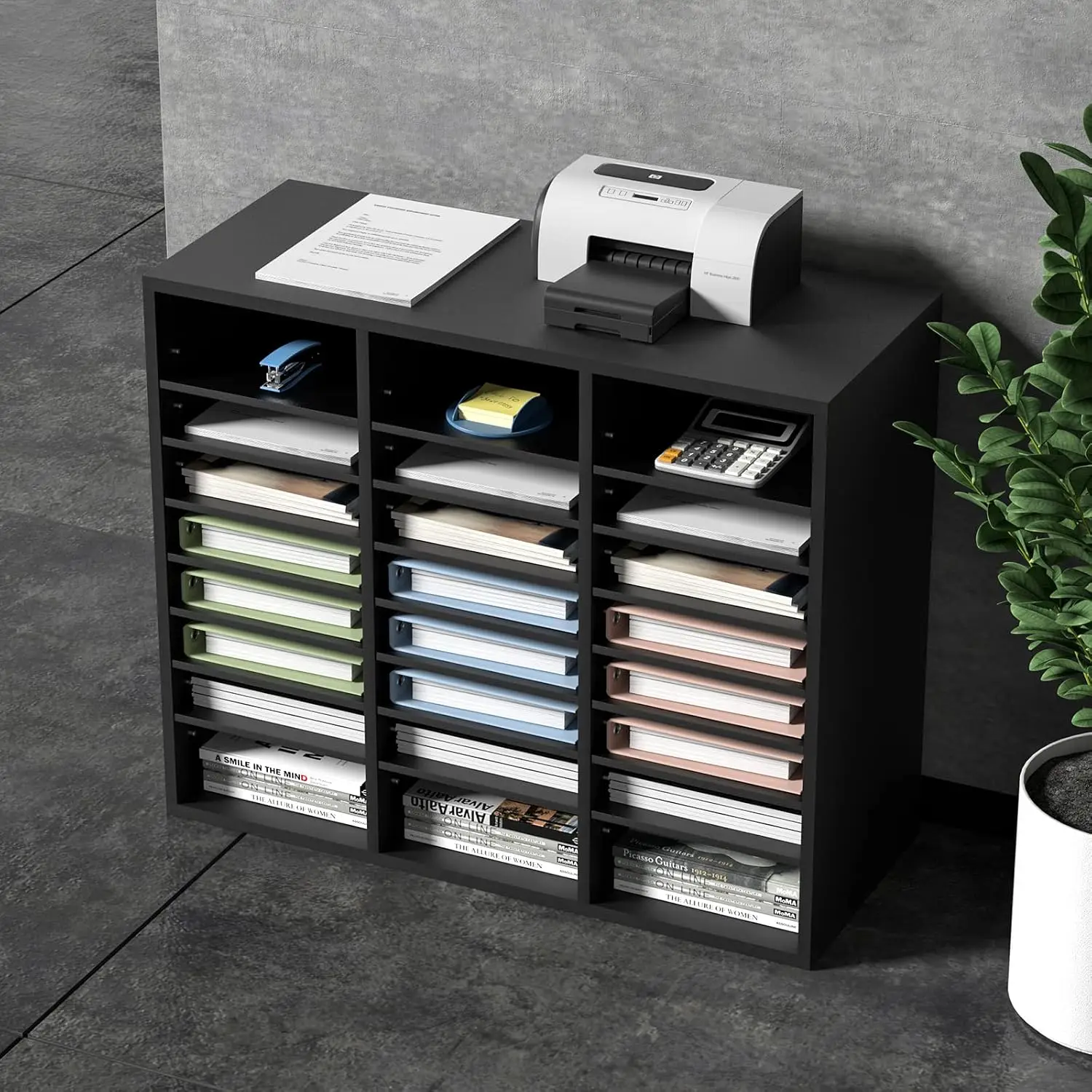 Literature Organizers, 24 Compartments Office Mailbox with Adjustable Shelves, Wood Literature Sorter 29x12x24.4, Customized