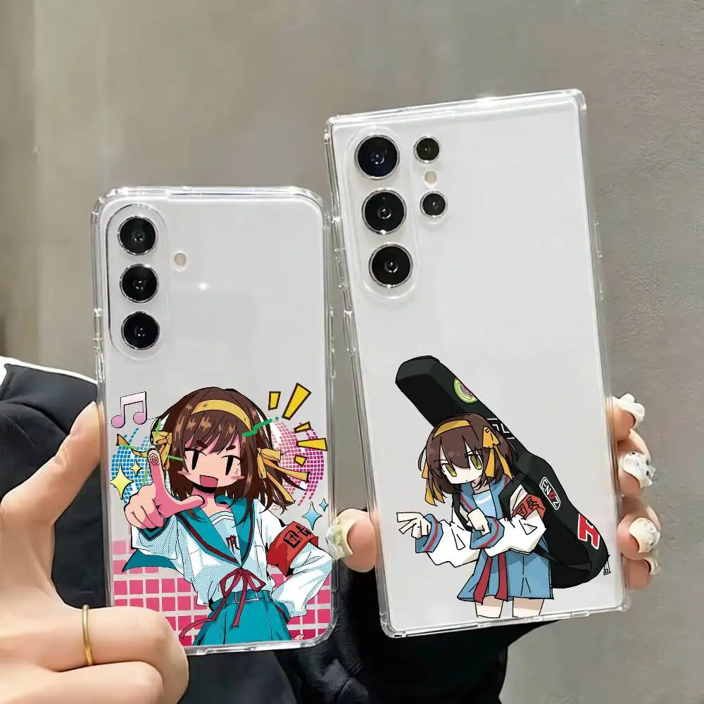 Anime Girl Haruhi Suzumiya  Phone Case For Samsung S25,S24,S21,S22,S23,S30,Ultra,S20,Plus,Fe Transparent Cover