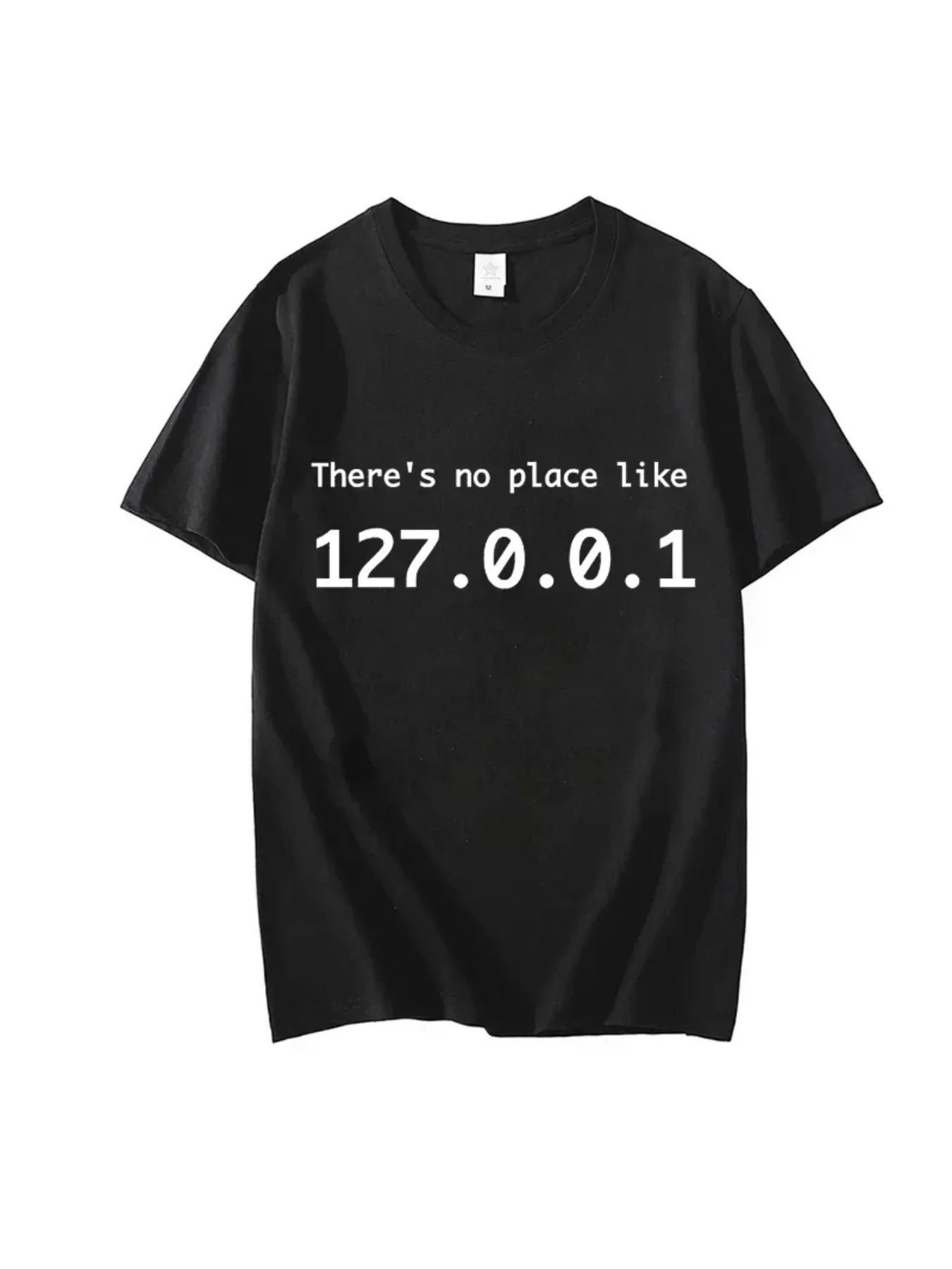 Men's Vintage Funny Letter There Is No Place Like 127.0.0.1 Computer Comedy Print T Shirt Summer Oversize Tee Women Streetwear
