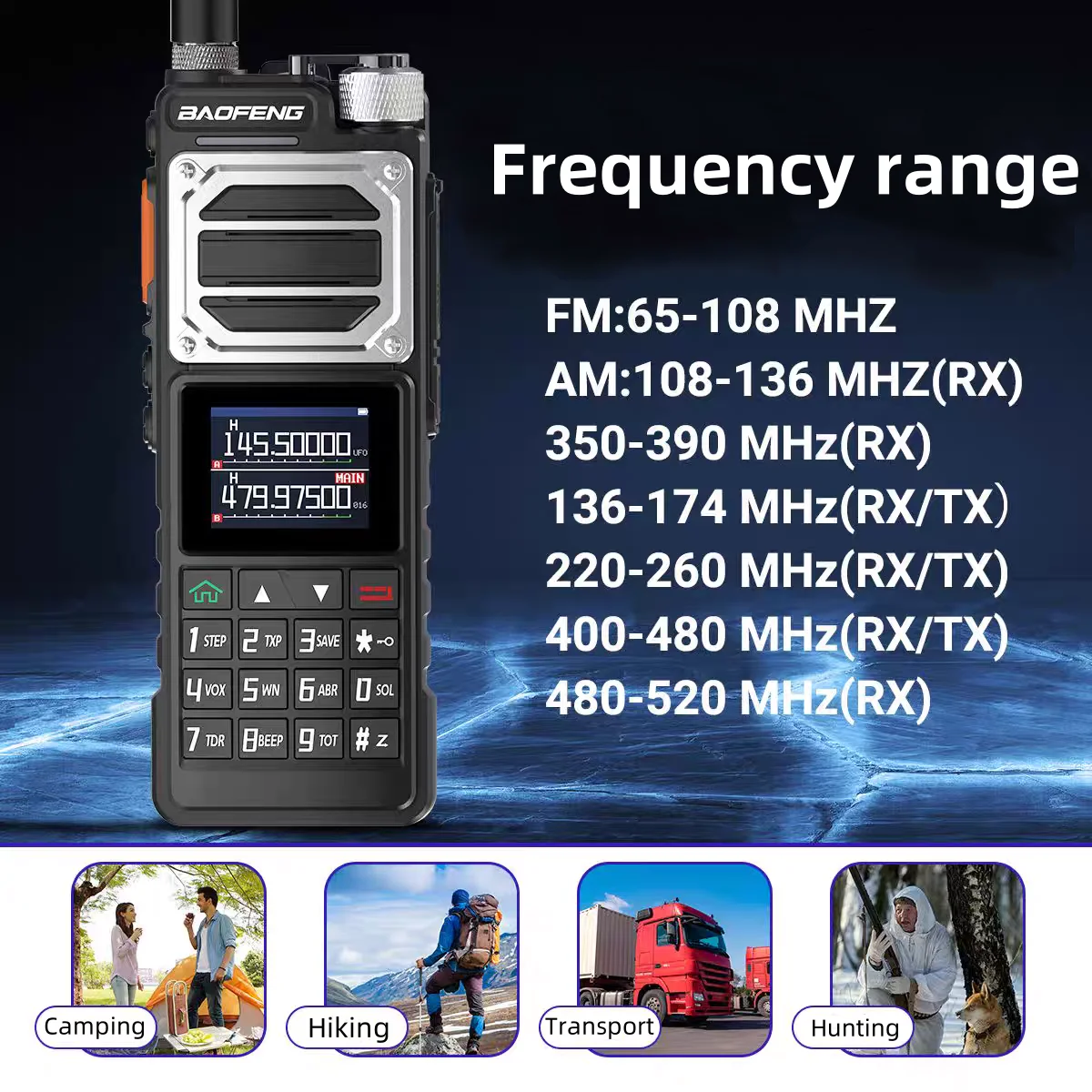 Baofeng UV-25 10W Long Range Two Way Radio Ham Radio 999 Channel Tri Band Walkie Talkie Camping Hunting