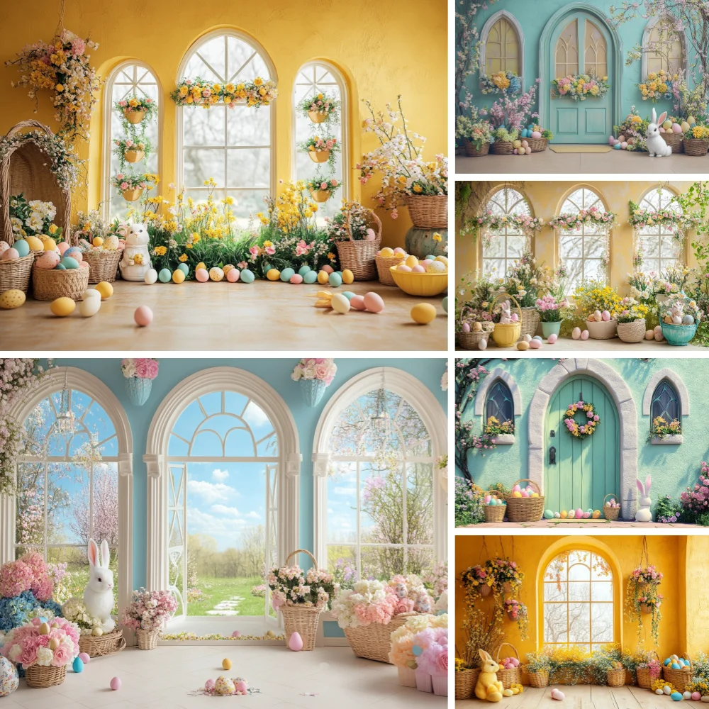 

Photography Background Spring Easter Scene Floral Indoor Window Kid Birthday Party Portrait Decor Backdrop Photo Studio