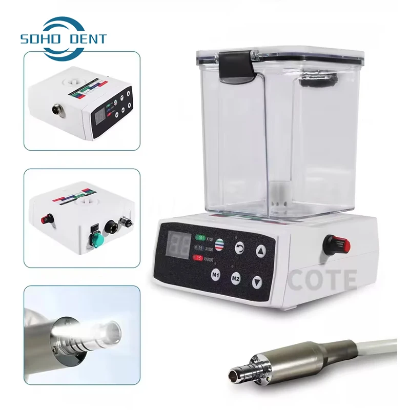 

Стоматологический электрический микромотор с резервуаром для воды и оптоволоконной ручкой для лабораторных инструментов 1:1 1:5 16:1 Contra Angle