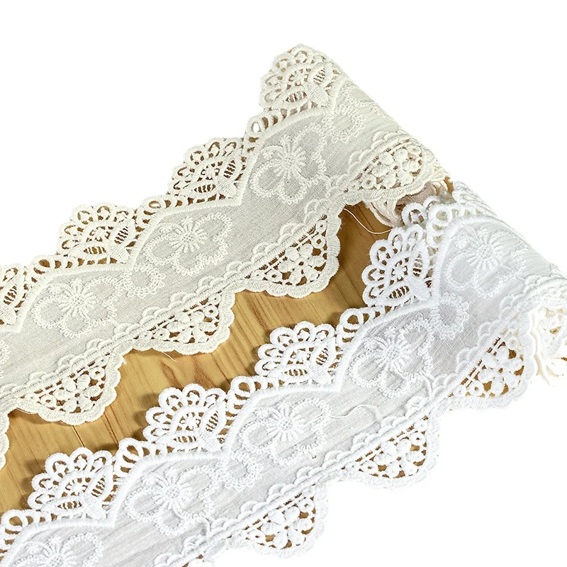 Pure Cotton Flower Wavy Edge Lace Fabric, Soft Baby Clothing Accessories,Handmade DIY Sewing Lace Trim,5 Yards per Lot,Width 9cm