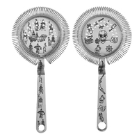 Stainless Steel Strainer Bar Strainer With Tiki Themed Etched Pattern