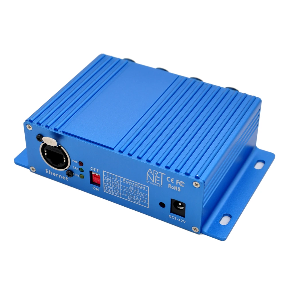 TIPTOP ثنائي الاتجاه ArtNet DMX إيثرنت واجهة التحكم في الإضاءة 4 الكون 2048 قنوات 4 DMX XLR المقبس 3PIN