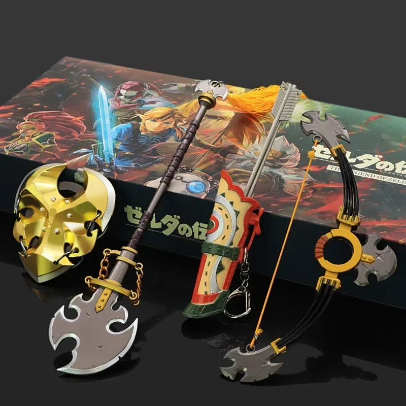 3pcs Savage Lynel Gifts Box Set Breath Of The Wild Zelda Weapon Metal Game Peripheral Bow Spear Weapon Model Toys Gifts For Boys