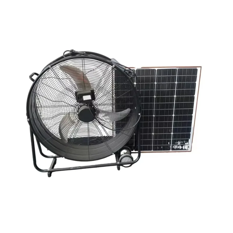 

24 Inch Solar Powered DC Cooling Fan Large Heavy Duty High Speed Stainless Steel Industrial Ball Bearing Blower Drum Fan