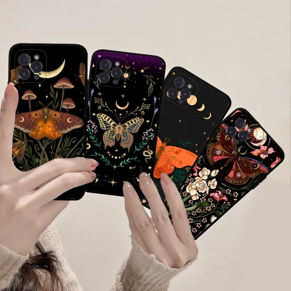 Forest Magical Moth Thistle Phone Case Silicone Soft for iphone 15 14 13 12 11 Pro Mini XS MAX 8 7 6 Plus X XS XR Cover