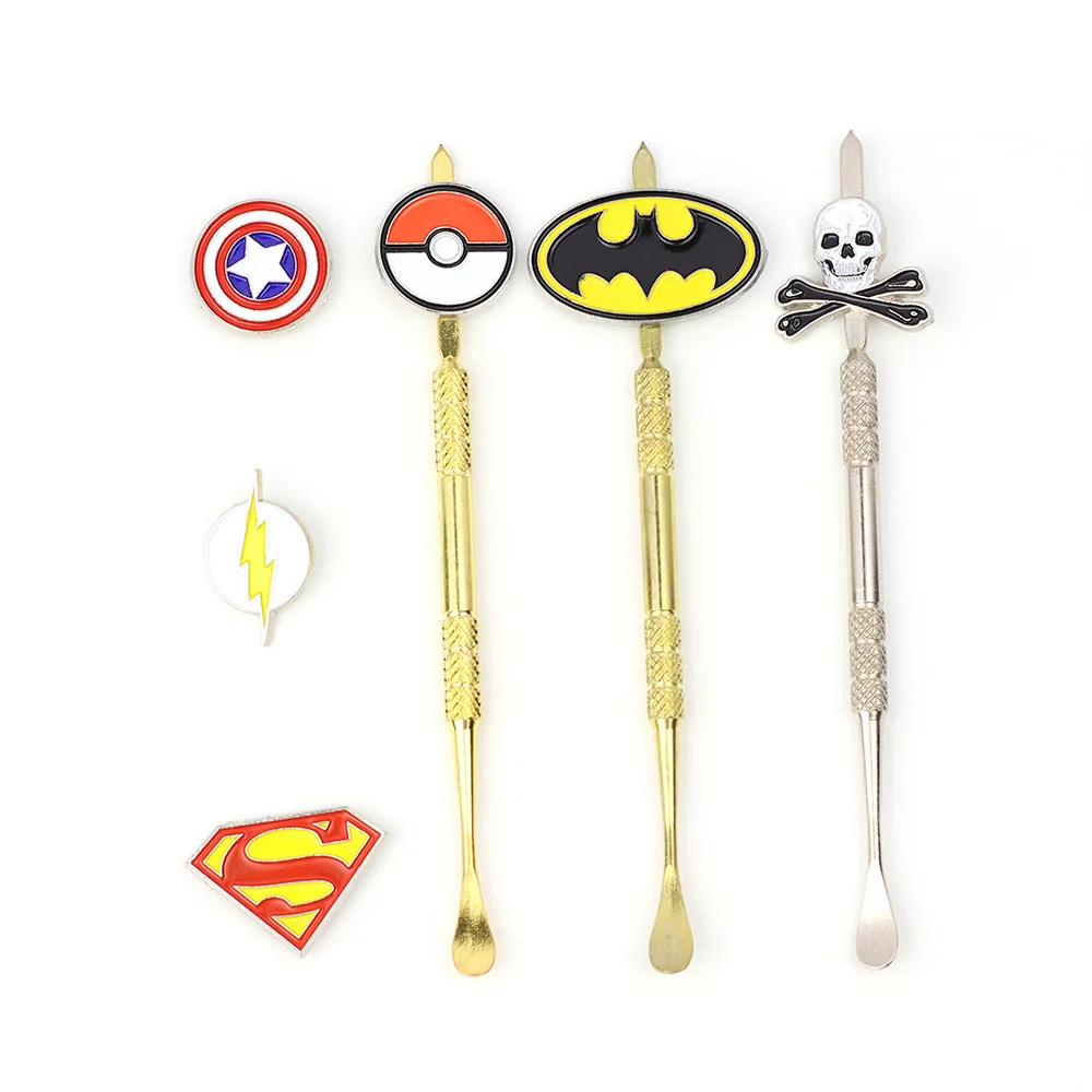 EVILSMOKING Cartoon Badge Stainless Steel Oil Burner Wax Tobacco Spoon Spatula Cleaning Stick Smoking Pipe Accessories