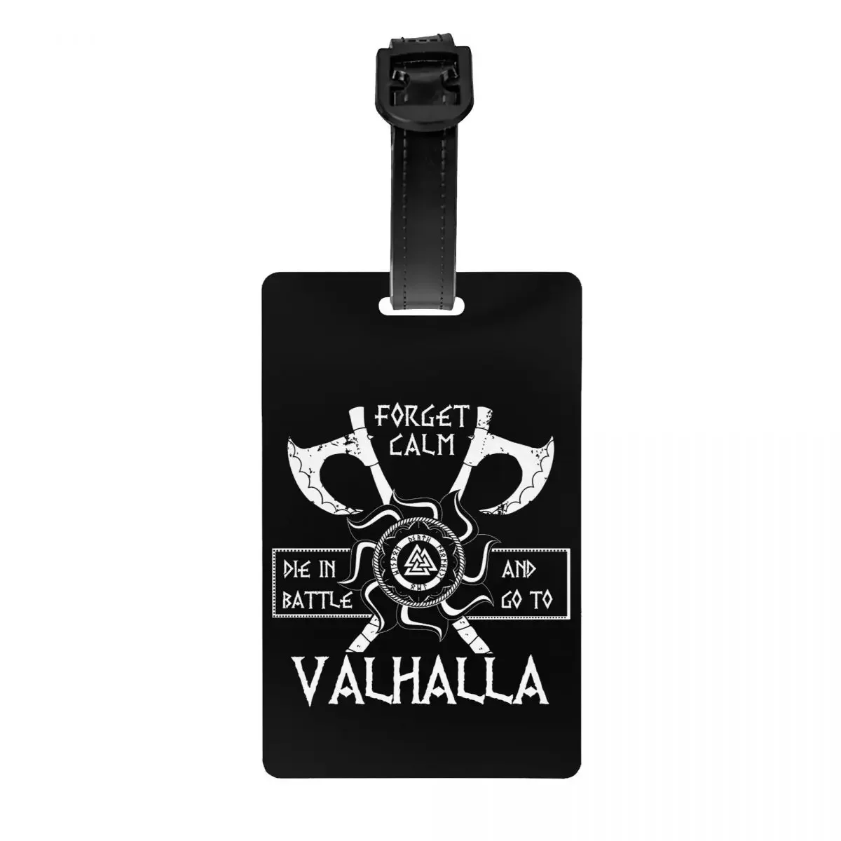 

Custom Die In Battle And Go To Valhalla Vikings Luggage Tag With Name Card Privacy Cover ID Label For Travel Bag Suitcase