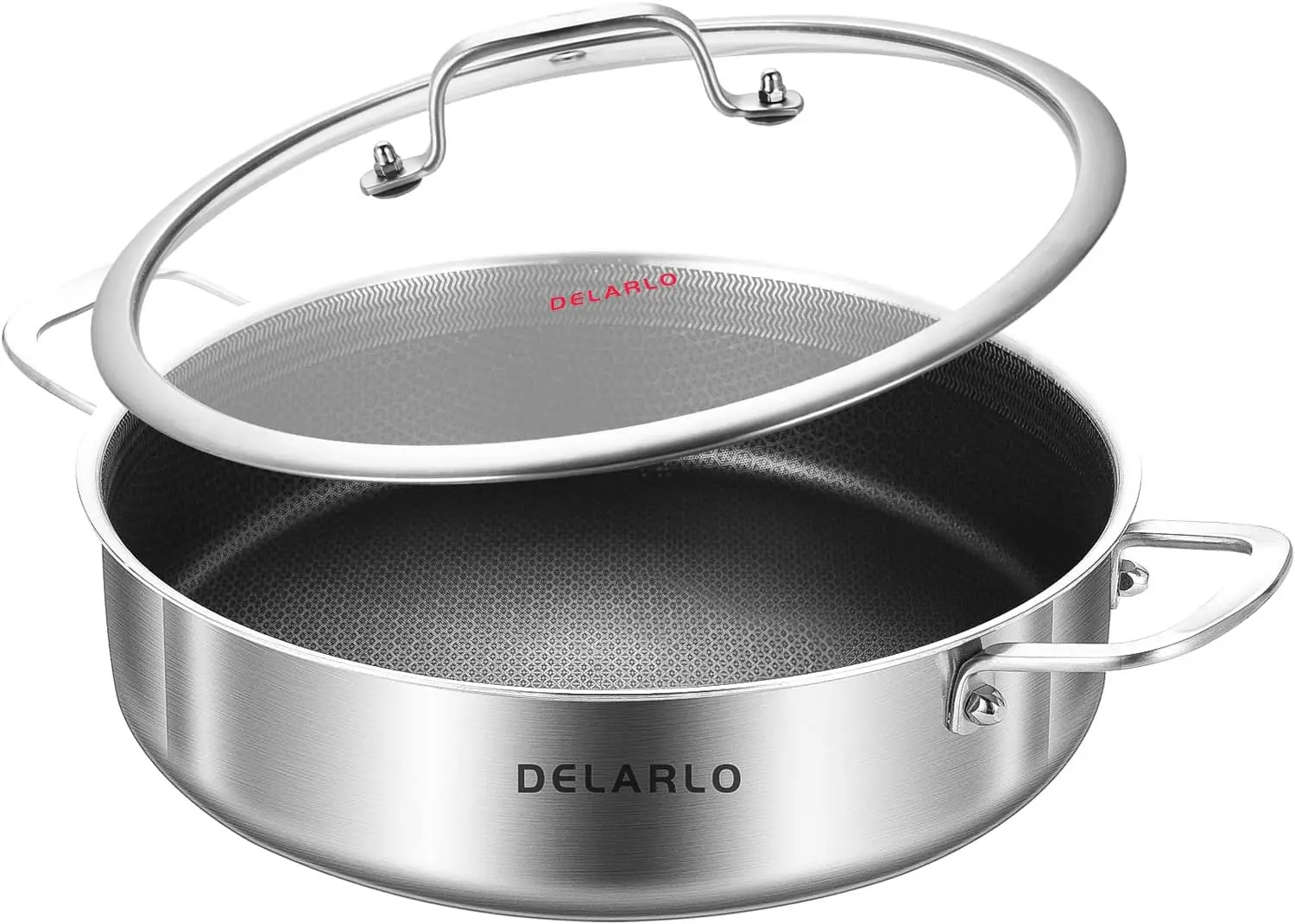 

12-Inch Stainless Steel Frying Pan with Lid, Tri-Ply Construction for Even Heating, Oven-Safe Up to 660°F