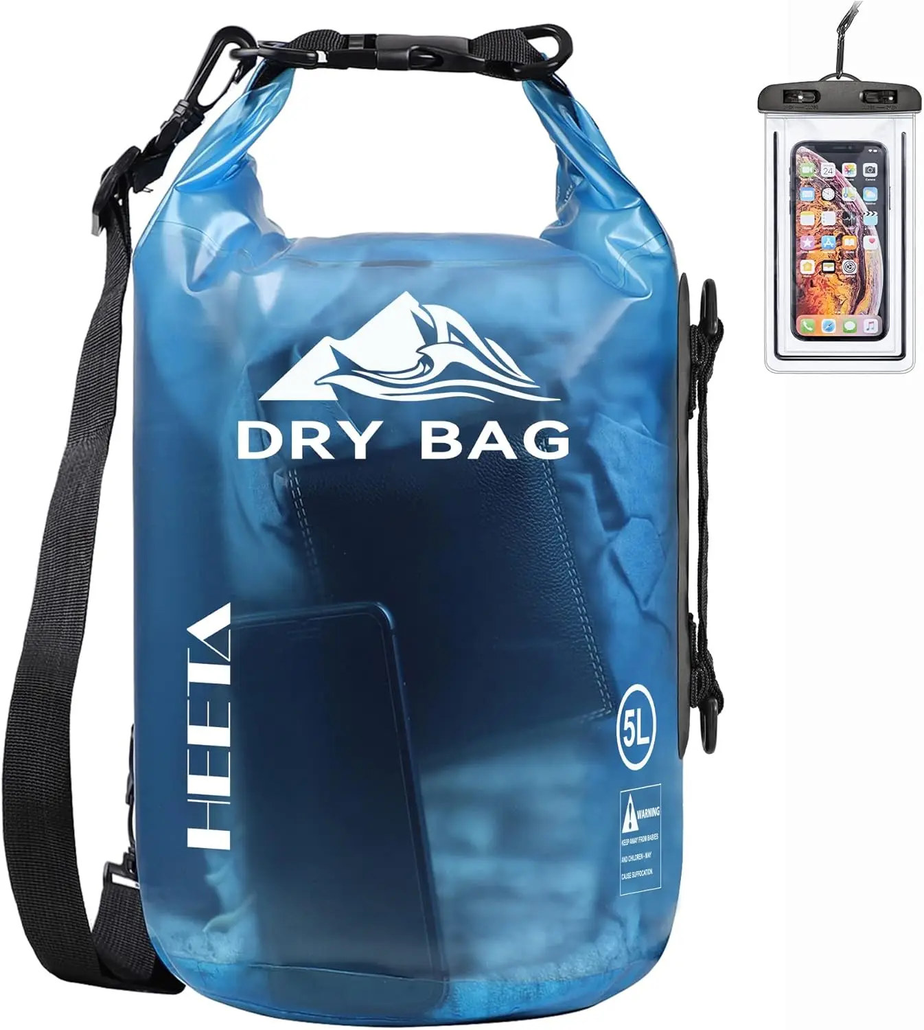 

Dry Bag Waterproof 5L-40L Roll Top Lightweight Storage Backpack with Phone Case for Travel Swimming Boating Kayaking Paddle