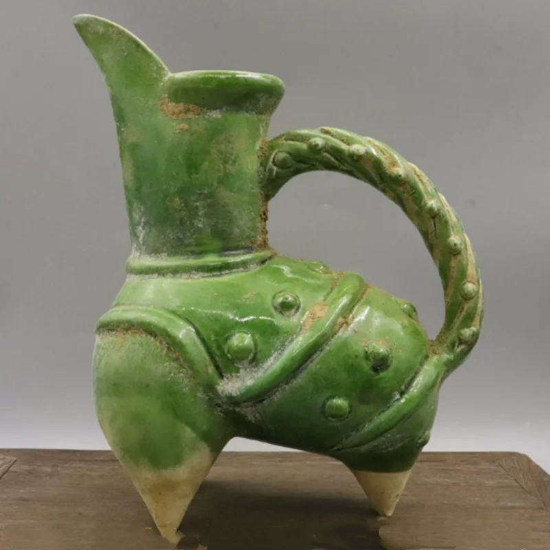 Tang Sancai Green Glazed Three-legged Goblet - Beast-leg Ceramic Wine Cup, Classic Desktop Display & Collectible