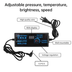 Adjustable AC to DC 3-24V 5A Universal Adapter with Display Screen Voltage Regulated Power Supply Adatpor