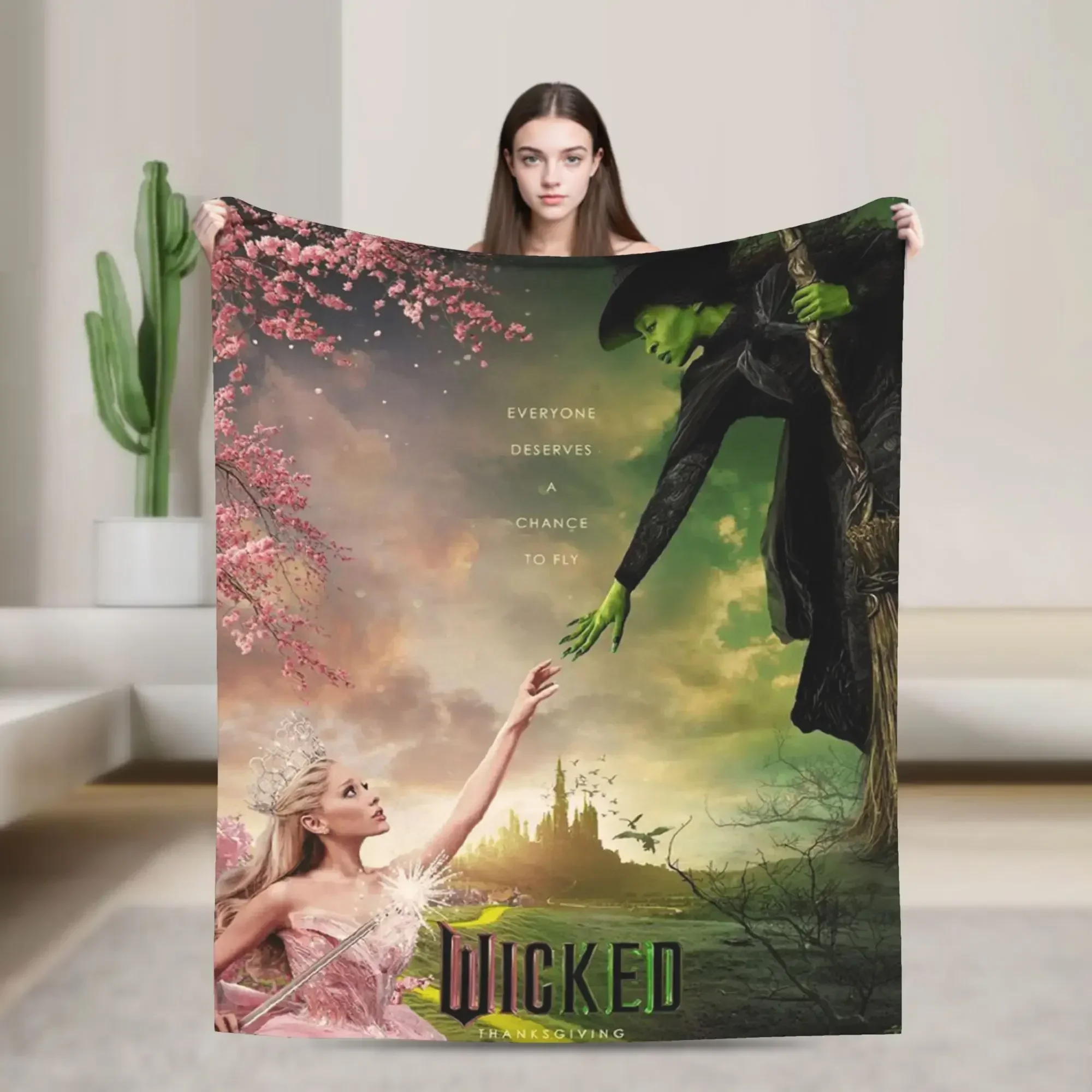 

Плед Wicked For Good Glinda Elphaba, мягкое уютное зимнее постельное белье для студенческой спальни, удобное теплое покрывало