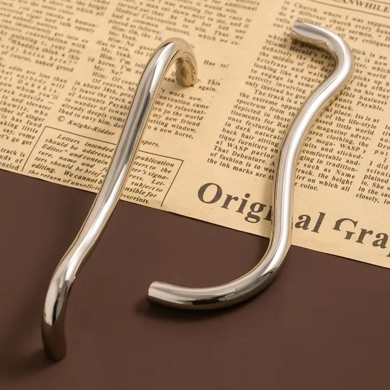 Brass Irregular Line Furniture Handles Bright Cupboard Wardrobe Dresser Drawer Cabinet Knobs Door Pulls T-Bar Decorative Knob