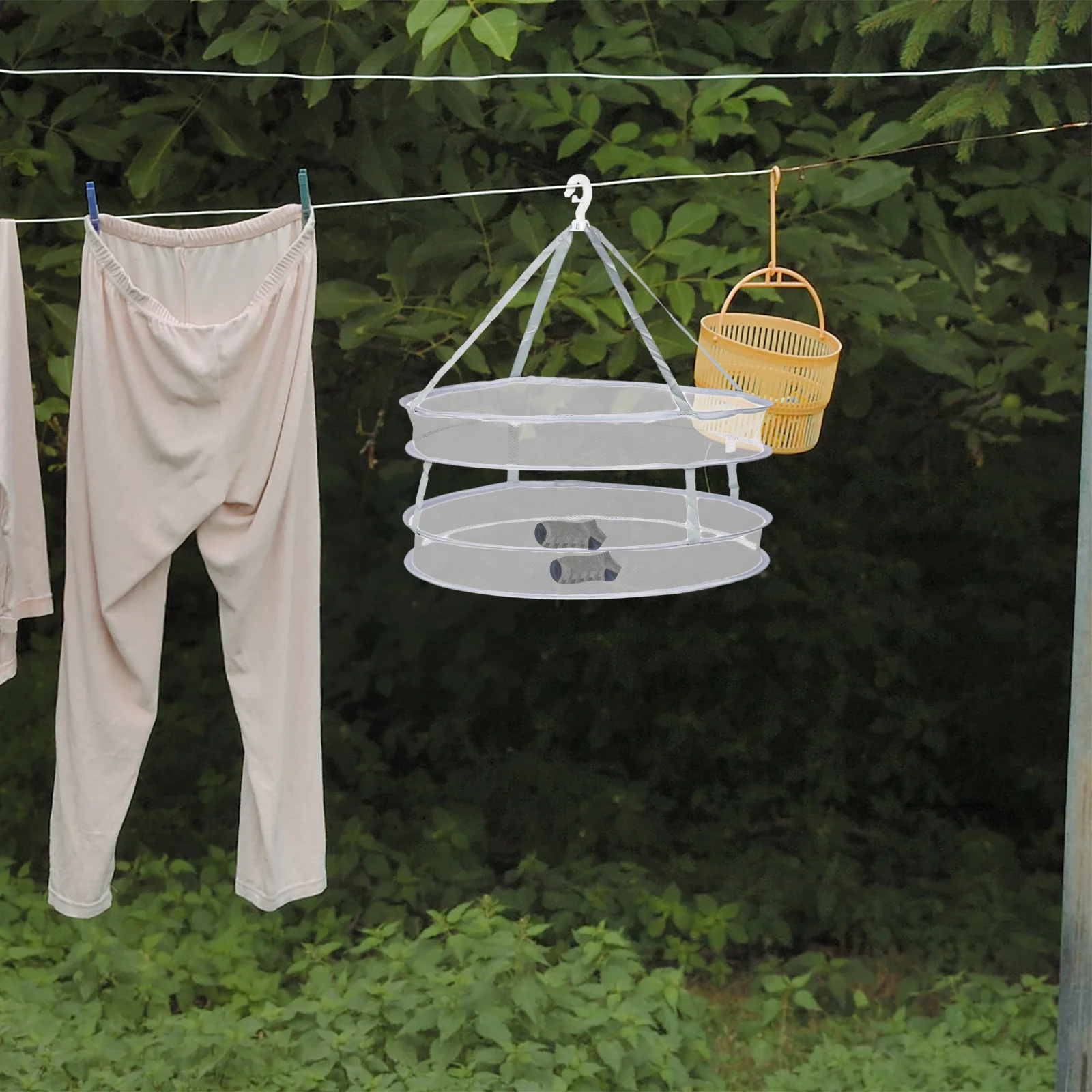 

Portable Folding Drying Rack Clothes Basket Mesh Dryer Laundry Hanger Net Clothing Lightweight Breathable Sturdy Indoor Outdoor