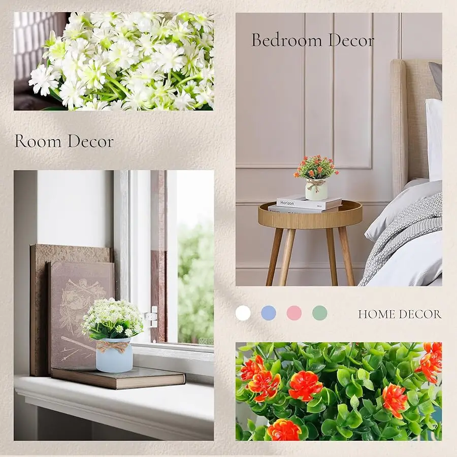 ดอกไม้ประดิษฐ์ 4 ชิ้น สำหรับตกแต่งบ้าน ห้องครัว สำนักงาน โต๊ะอาหาร