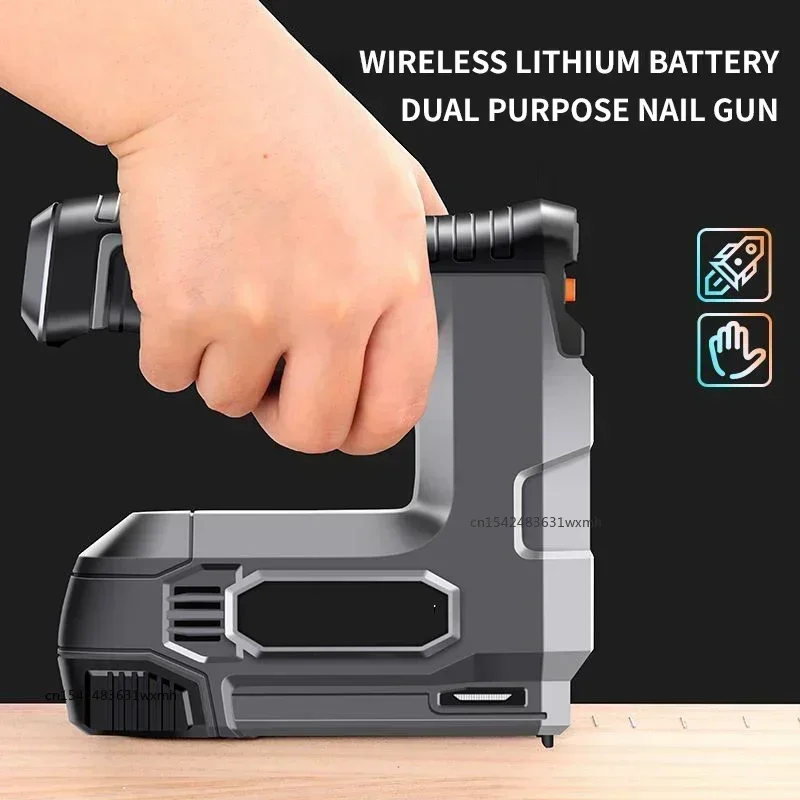 Electric Nail Gun Lithium Battery Wireless Nail Gun Furniture Staple Gun for Frame Staple Woodworking DIY Upholstery