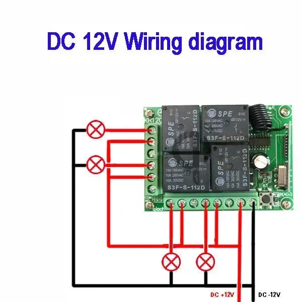 GERMA Universal Wireless Remote Control Switch DC 12V 4CH Relay Switch Receiver Module + 4channel RF remote Transmitter DIY