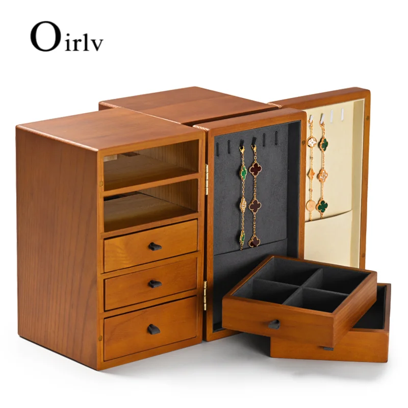 

Oirlv Jewelry Drawer Organizer 5-layers Wooden Jewelry Storage Drawer Box Organizer Dustproof Solidwood Jewelry Organizer Drawer