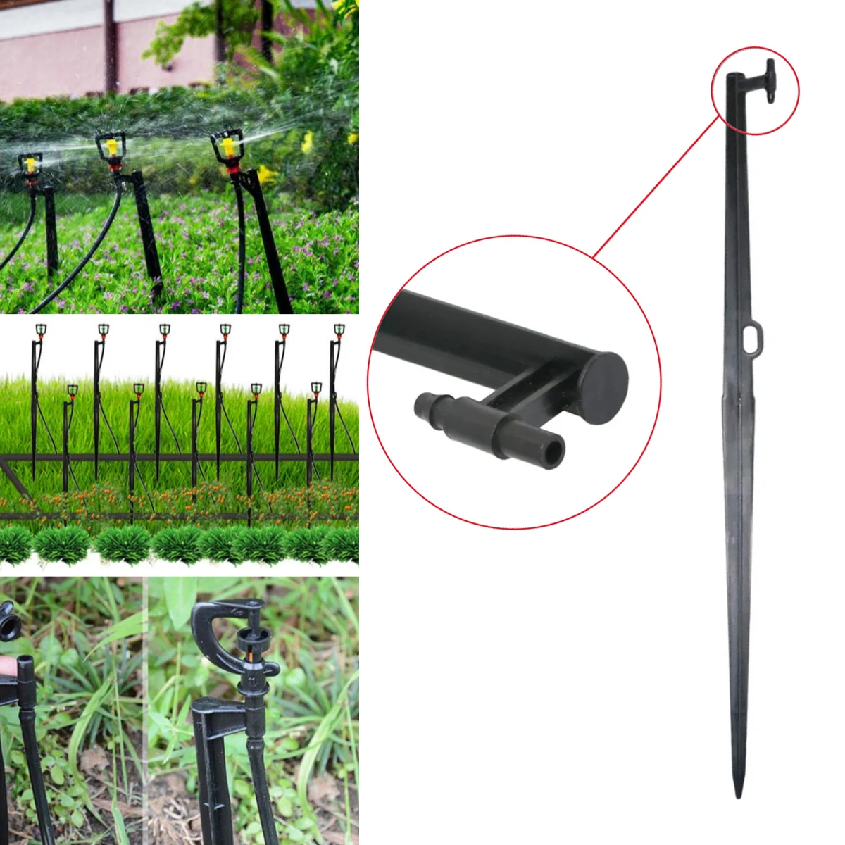 6mm Micro-Sprinkler Head Bracket Length 50cm Ground Mounted Long Rod 4/7mm Hose Garden Lawn Irrigation Cooling Connector 20Pcs